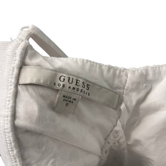 Guess white spaghetti strap lace shorts romper with V-neck and low back - 0 - Picture 8 of 9